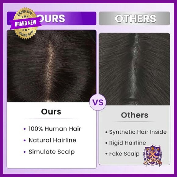 12 Inch Human Hair Topper Clip-In Mono Base 4.5x5 Inch Non-Slip Clips main image 6